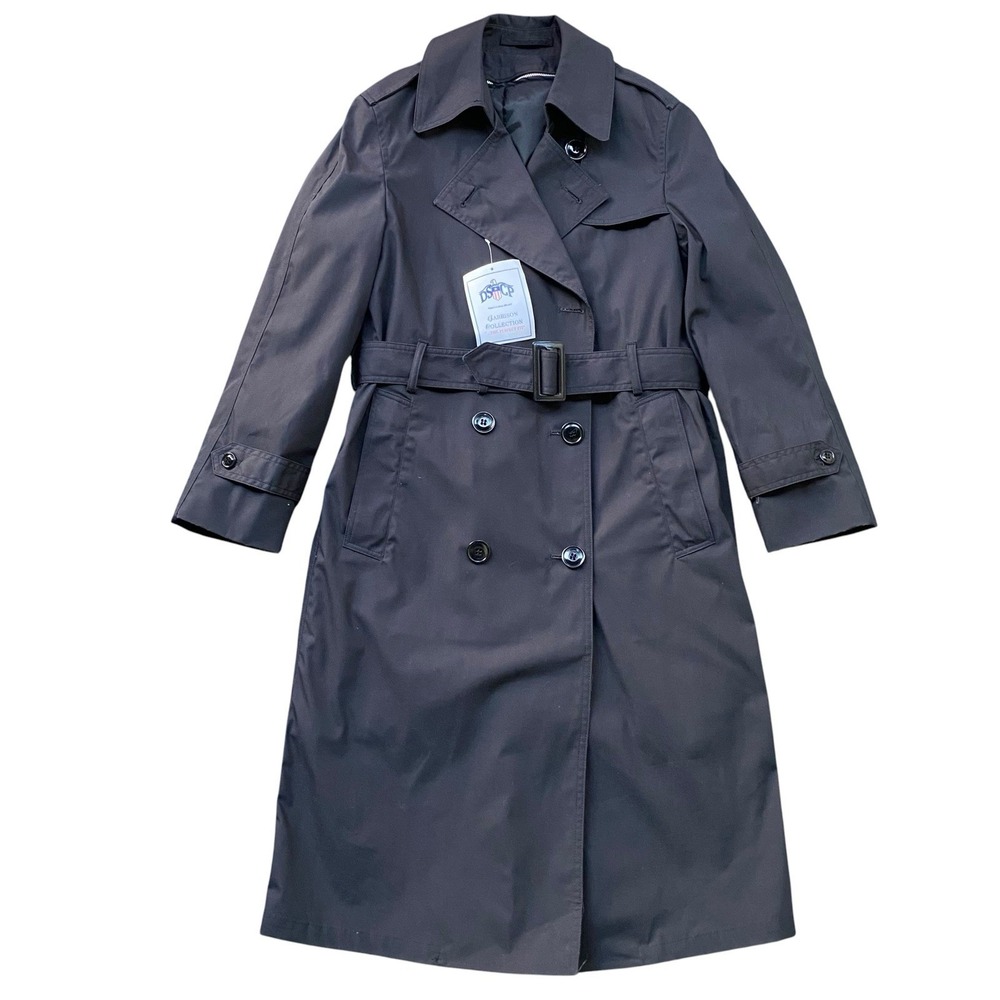 DSCP Army Coat All Weather Trench Women Size 8R Navy Long Double Breasted